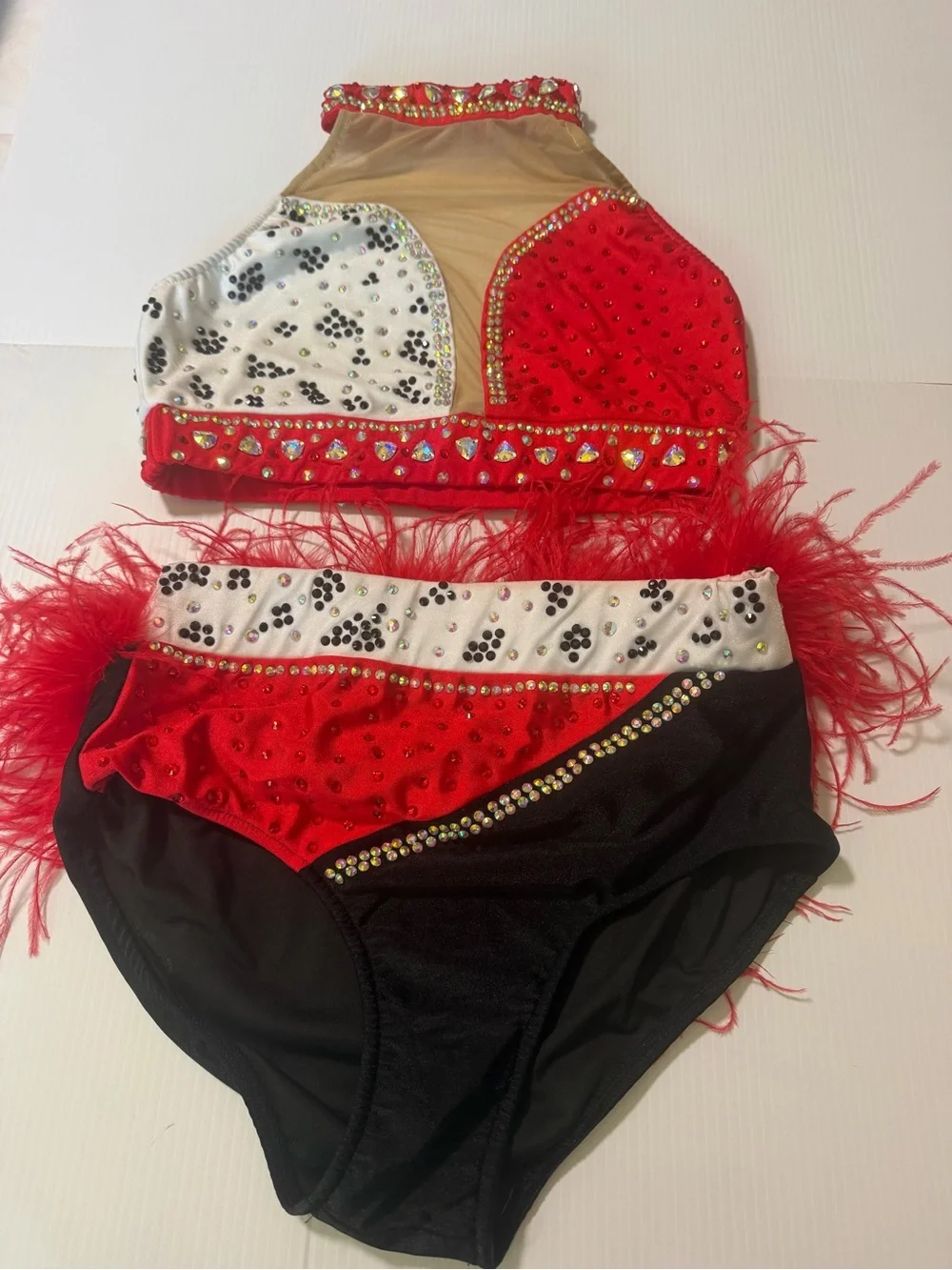 Glamour Solo jazz broadway Dance Costume contemporary Red 2 Piece SA-Small adult